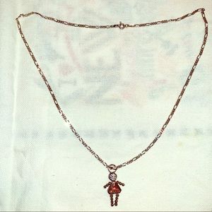 Vintage Sterling Figaro Chain & Gem Charm
